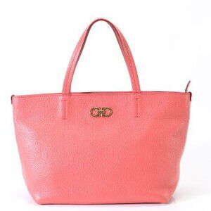 Salvatore Ferragamo double Gancini leather tote bag pink